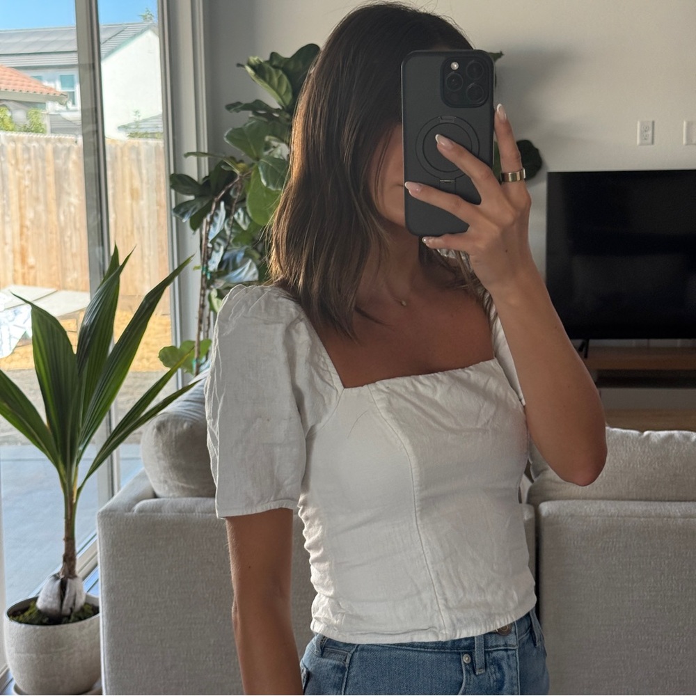 Abercrombie & Fitch White Square Neck Blouse